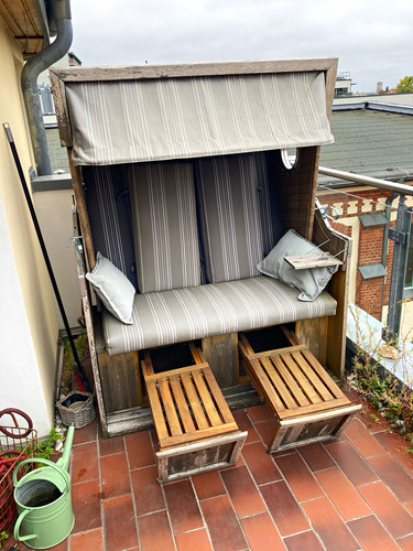 Strandkorb holz grau beige - strandkorb, ,